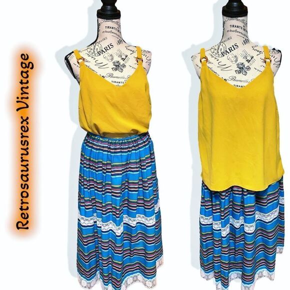 𝅺hem & Thread Retro Yellow Blousy Tank Top, Large - Picture 1 of 4
